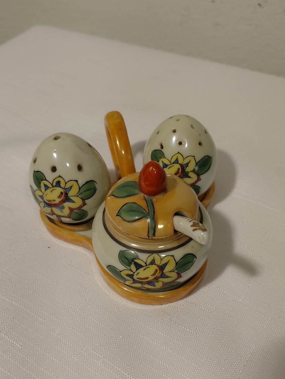 Floral Ceramic Salt & Pepper Set with Tray